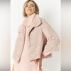 Jayley Pink Faux Fur Teddy Jacket, One Size